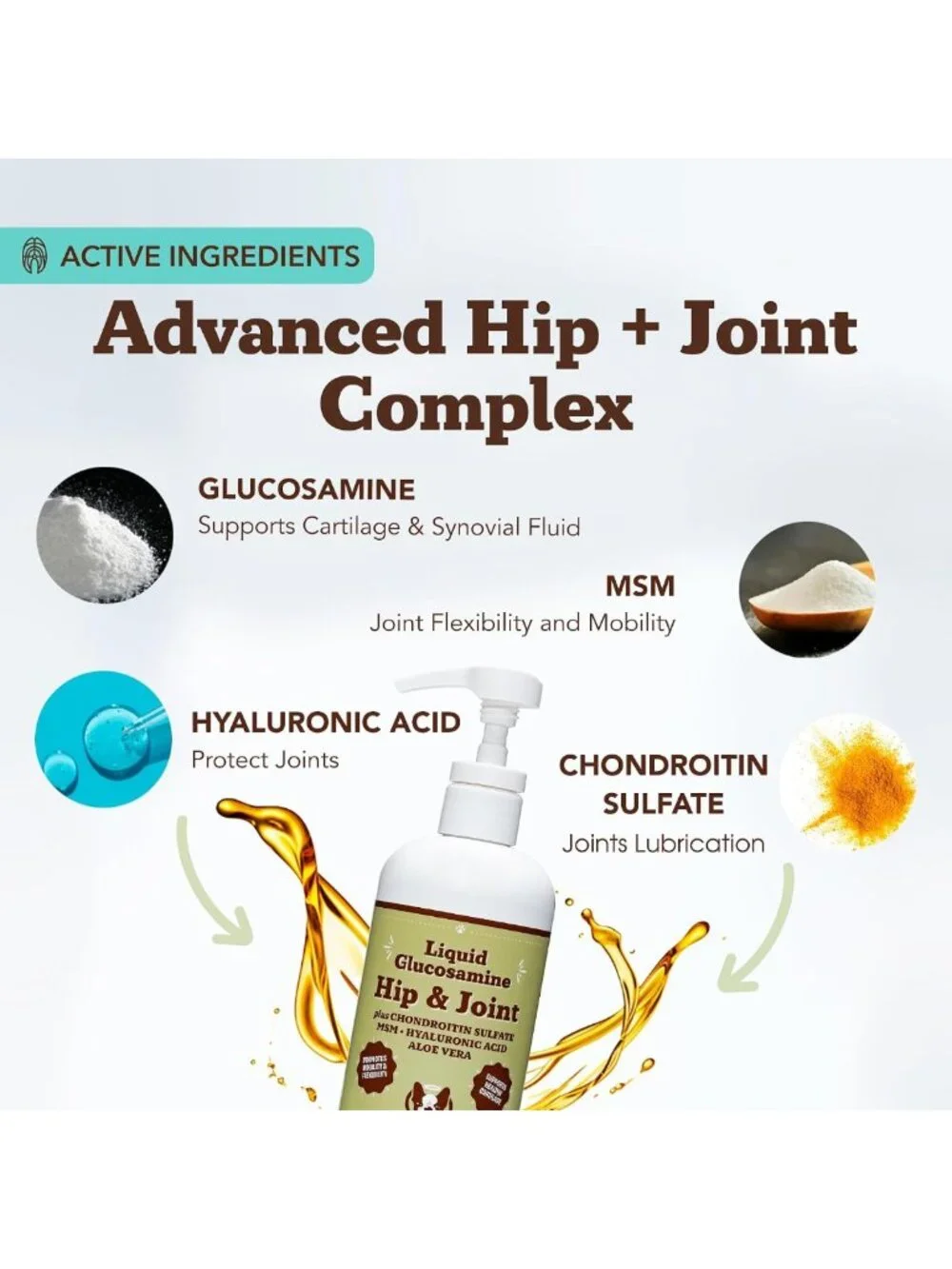 Natural Liquid Glucosamine for Dogs | Extra Strength Joint & Hip Oil, 32 oz.